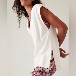 NWT Athleta RetroTerry Natural White Oversize Sweatshirt Vest. Size Small
